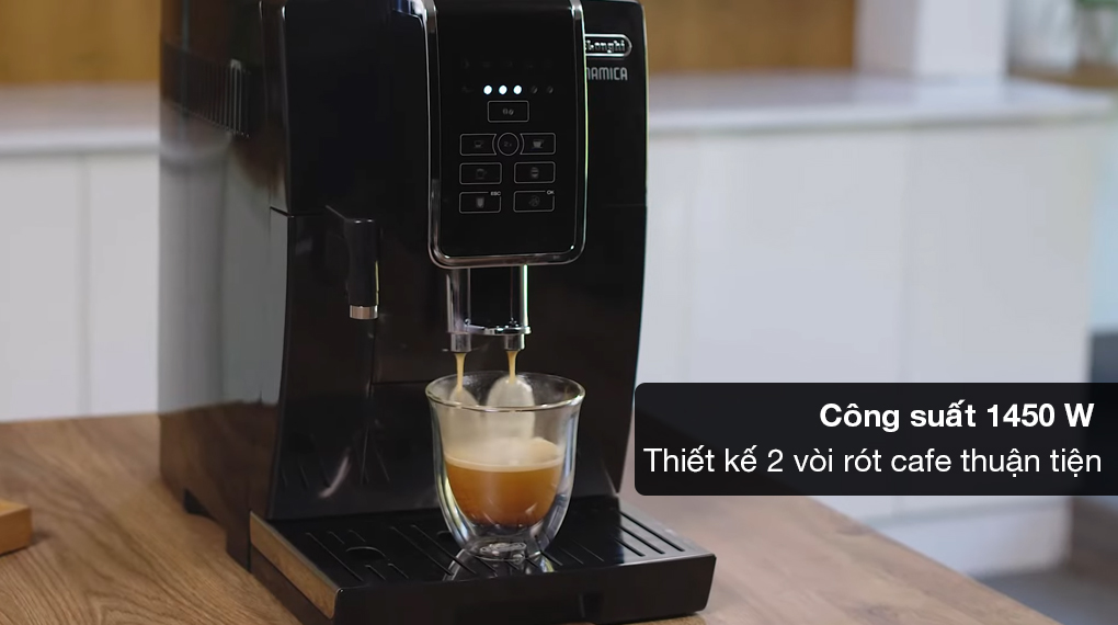 Máy pha cafe tự động Delonghi ECAM350.50.B Dinamica - Công suất hoạt động 1450 W