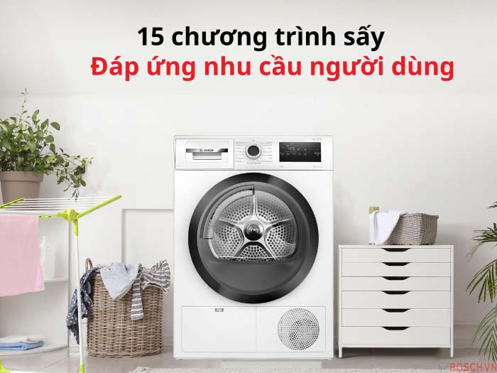 Máy sấy Bosch WTH85008SG tich hợp 15 chương trình sấy