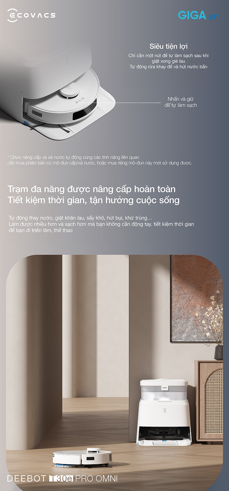 Trạm sạc Omni Mini của T30e Pro Omni đỉnh cao của sự rảnh tay và tiện lợi
