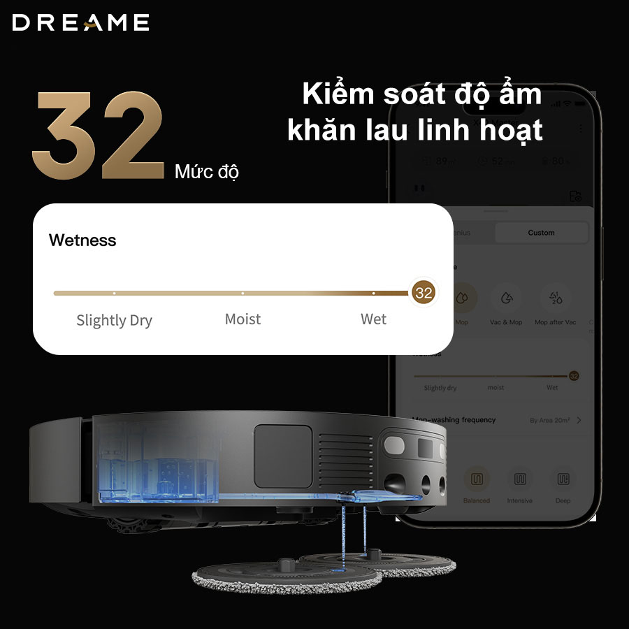 Kiểm soát độ ẩm khăn lau linh hoạt với 32 cấp độ