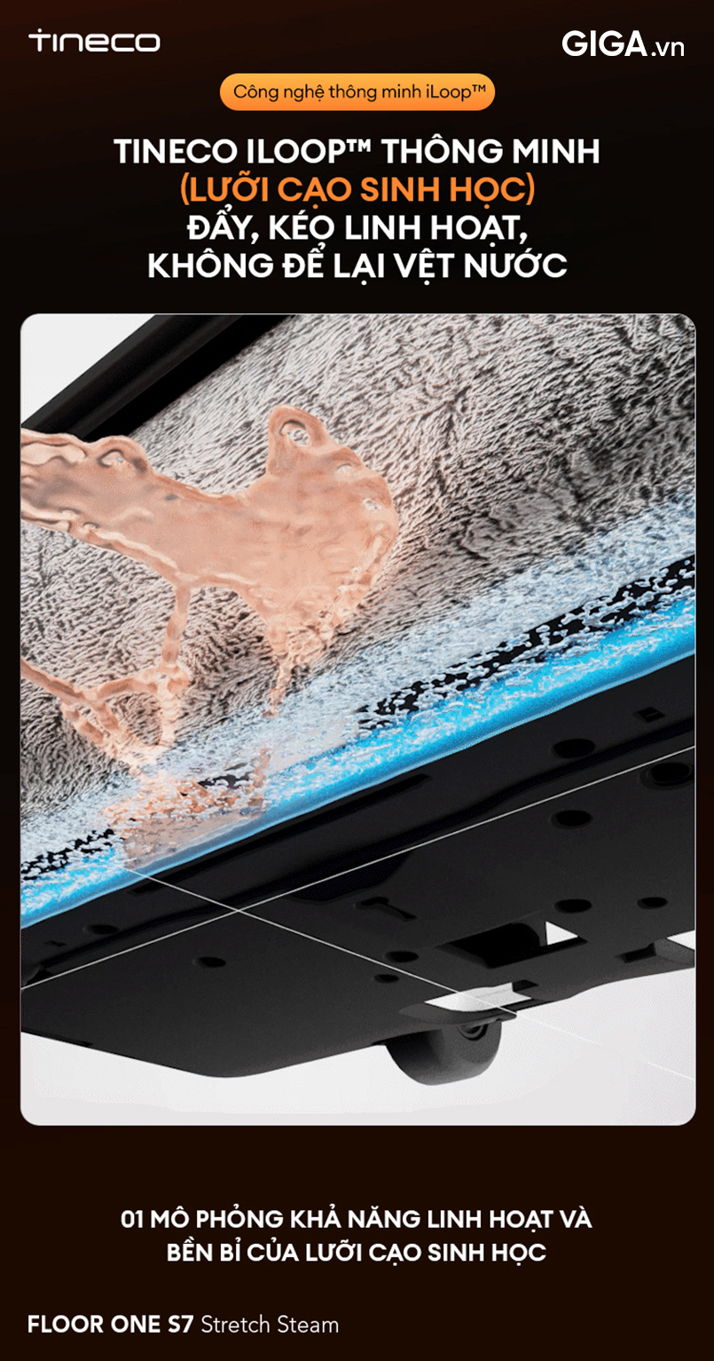Cảm biến thông minh Tineco iLoop, giúp máy lau sàn khô ướt FLOOR ONE S7 Stretch Steam tự động nhận diện và điều chỉnh lực hút cùng lượng nước