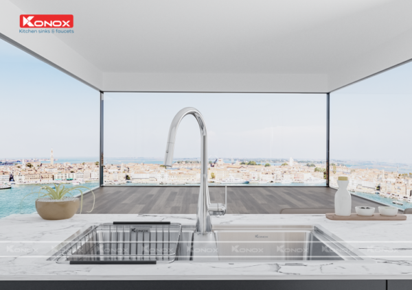 Vòi rửa dây rút Konox Curva Grey