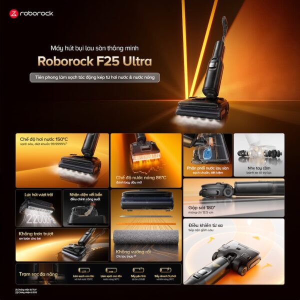Roborock F25 Ultra – Máy Hút Bụi Lau Nhà Bằng Hơi Nước Chính hãng
