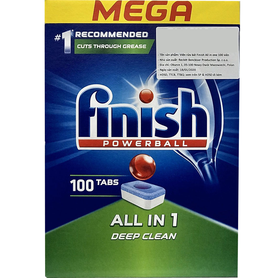 Viên rửa bát Finish All-In-1 100v/hộp