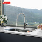 Vòi inox Konox Ponte Black (nóng lạnh + rút dây)