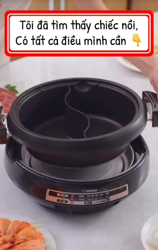 Bếp 4 in 1 Zojirushi Nhật:  lẩu 1 ngăn, lẩu 2 ngăn, nướng, hấp