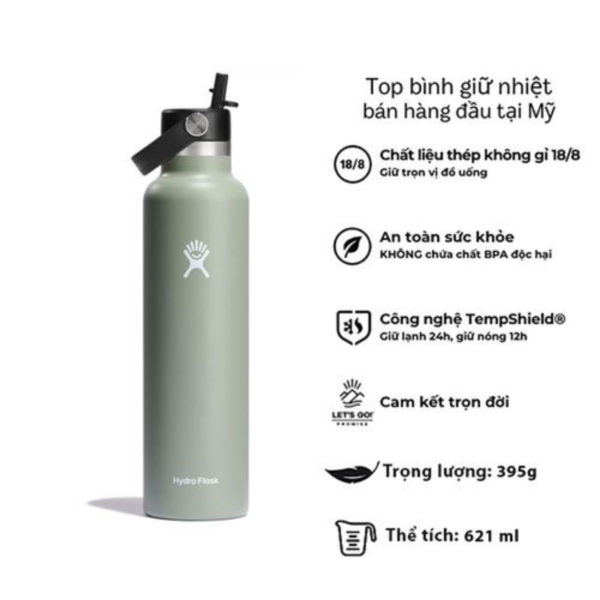 Bình Giữ Nhiệt Hydro Flask Flex Straw Cap Agave 621ml (21oz) – S21CFS374
