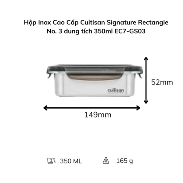Hộp Inox Cao Cấp Cuitisan Signature nhiều dung tích (Chữ Nhật EC7-GS)