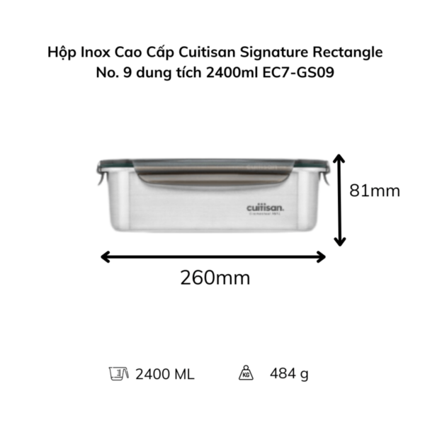 Hộp Inox Cao Cấp Cuitisan Signature nhiều dung tích (Chữ Nhật EC7-GS)
