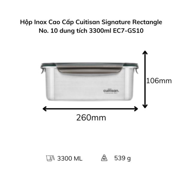 Hộp Inox Cao Cấp Cuitisan Signature nhiều dung tích (Chữ Nhật EC7-GS)