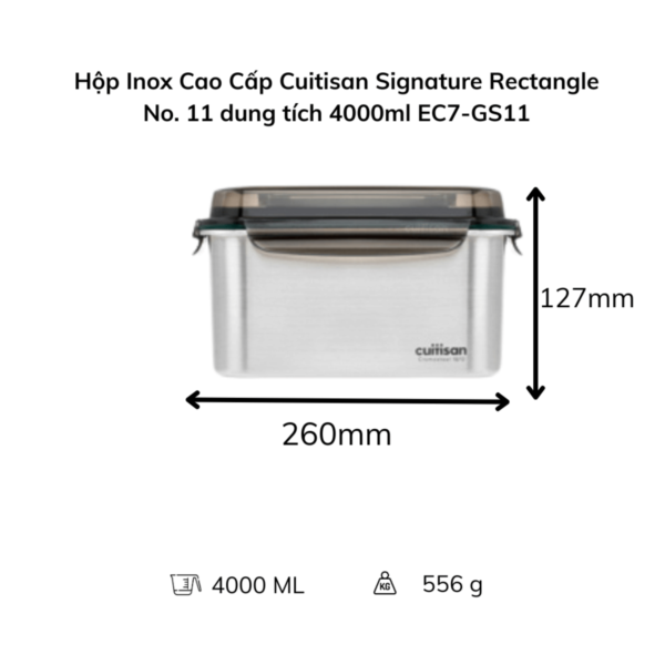 Hộp Inox Cao Cấp Cuitisan Signature nhiều dung tích (Chữ Nhật EC7-GS)