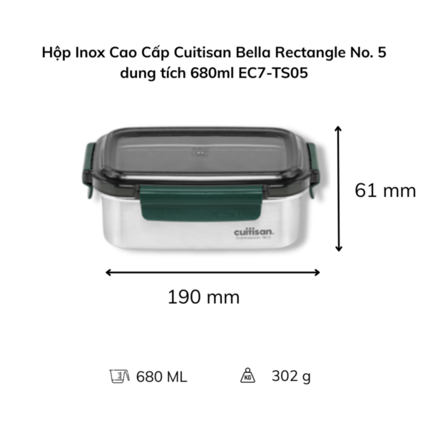 Hộp Inox Cao Cấp Cuitisan Bella nhiều dung tích(EC7-TS)