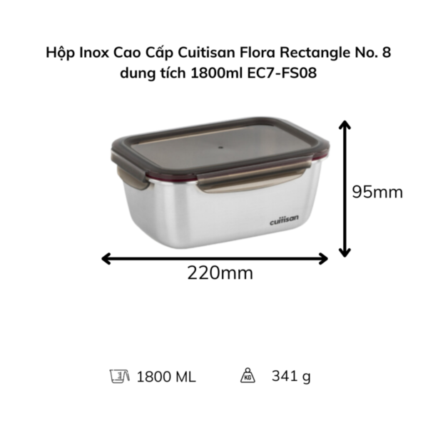 Hộp đựng thực phẩm inox Cuitisan Flora chữ nhật (EC7-FS)
