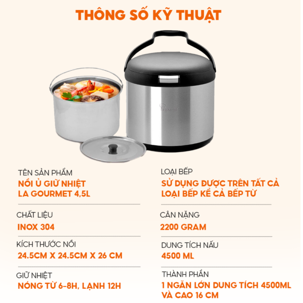 Nồi ủ La Gourmet 4,5L