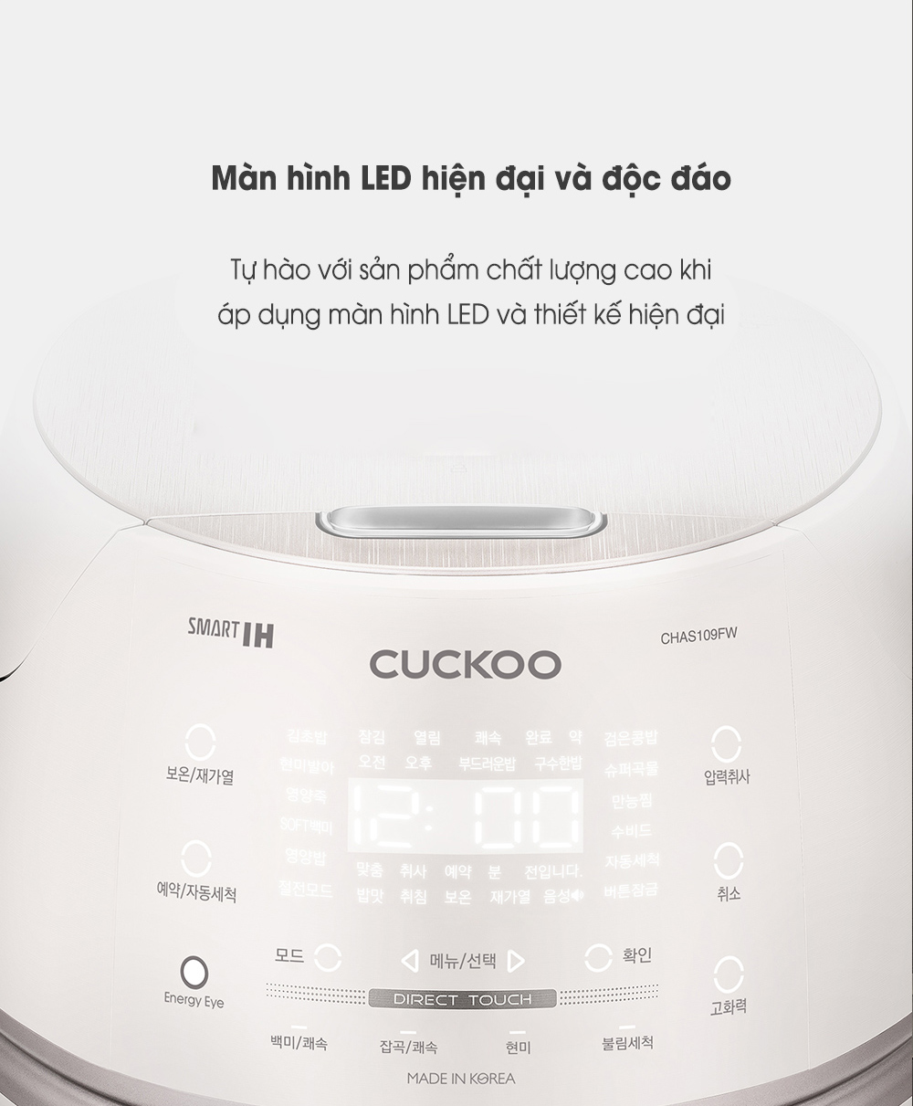 Nồi cơm điện cao tần cuckoo CRP-CHAS109FW 1.8L (Lòng inox) 47 CHAS109FW 10