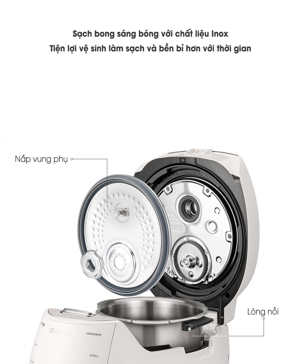 Nồi cơm điện cao tần cuckoo CRP-CHAS109FW 1.8L (Lòng inox) 44 CHAS109FW 6