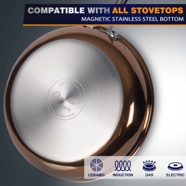Bộ nồi inox cao cấp Ciwete 6 món màu đồng SS1503-10PC