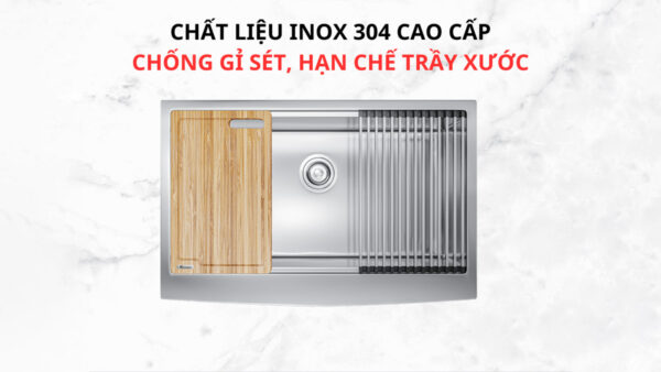 Chậu rửa chén Inox 1 hố Konox KN8051AS Curve
