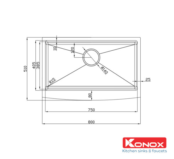 Chậu rửa chén Inox 1 hố Konox KN8051AS Curve