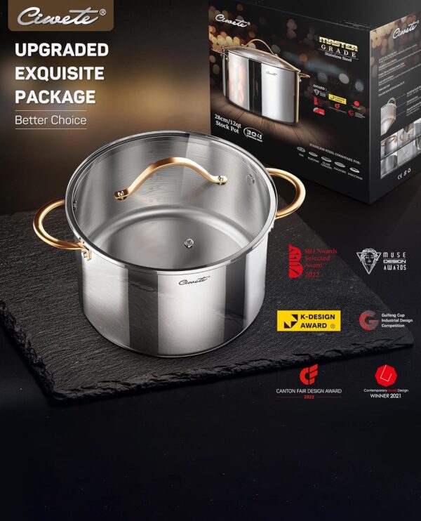 Nồi Inox 304 Cao Cấp Ciwete 28cm Nắp Kính