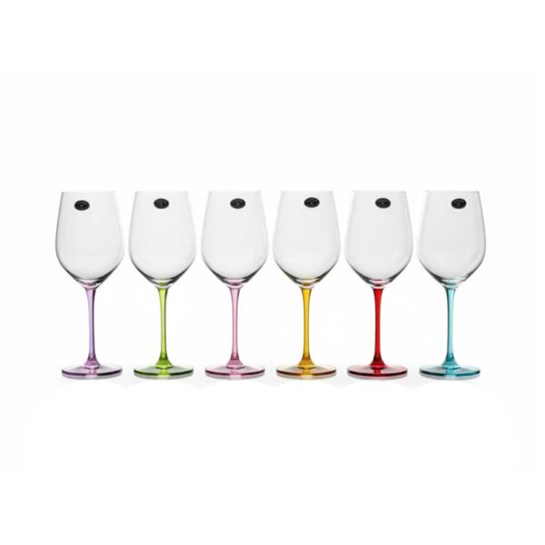 Bộ Ly Vang Đỏ Bohemia Uria 480ml Set 6 Ly Chân Màu