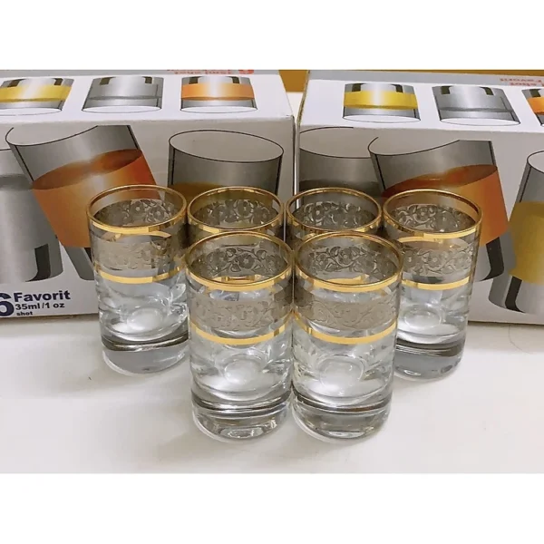 Bộ Ly 35ml Khảm Vàng