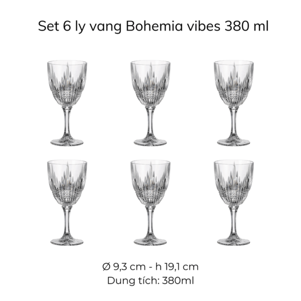 Bộ Ly Vang Đỏ, Trắng Pha Lê Vibes Set 6 380ml