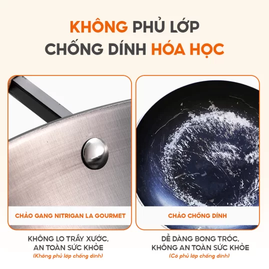 Chảo gang hai tay cầm La Gourmet Nitrigan 36cm