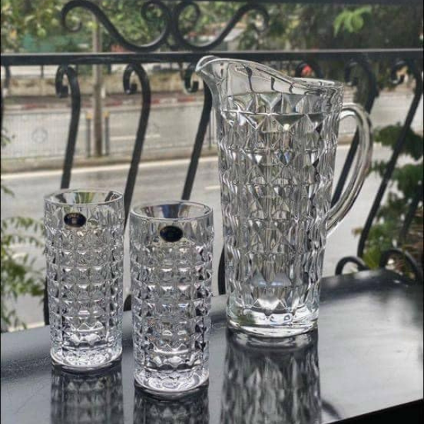 Bộ Bình Nước Bohemia Kim Cương 1250ml Set 6