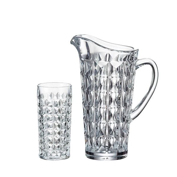 Bộ Bình Nước Bohemia Kim Cương 1250ml Set 6