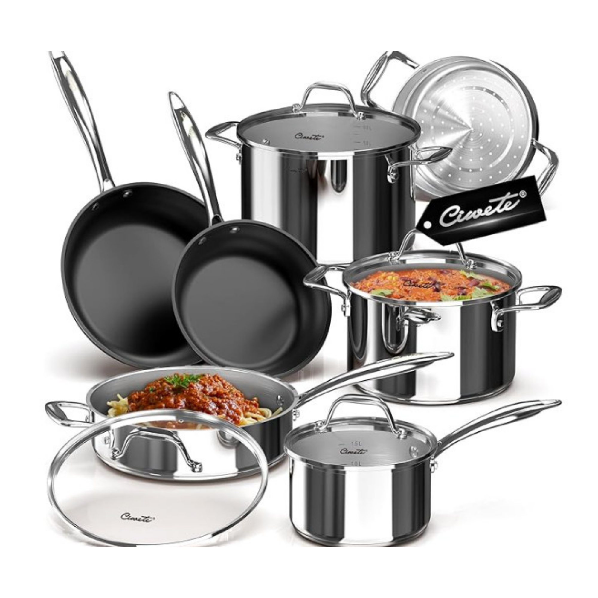 Bộ Nồi Ciwete 7 Món Có Xửng Hấp (Chảo chống dính) SS0103 11PC NEW NS