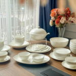 Bộ Bát Đĩa Sứ Xương Trắng Trơn Cao Cấp