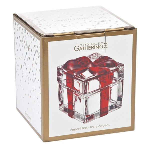 Thố Pha Lê Hình Hộp Có Nơ Godinger Đỏ 40 bo 2 hop qua pha le co no godinger