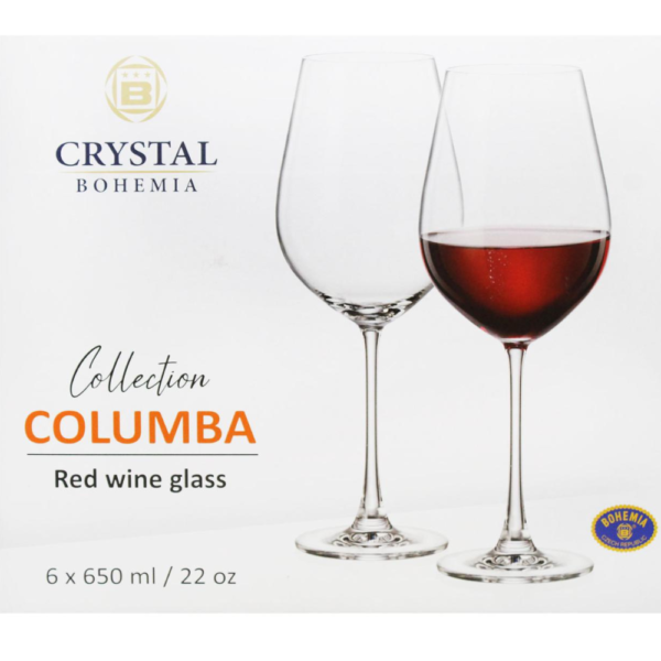 Bộ Ly Vang Đỏ Bohemia Columba 650ml Set 6