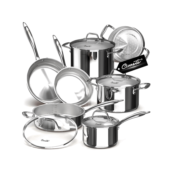 Bộ Nồi Ciwete 7 Món Có Xửng Hấp (Chảo Inox) SS0103 11PC NEW SS
