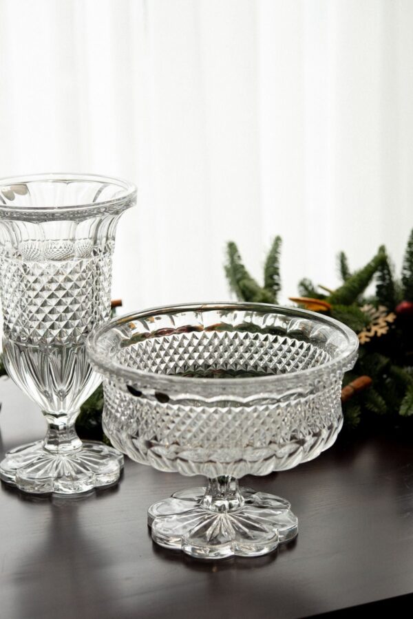 Mâm Bồng Pha Lê Alexandria Chân Đế Hoa 25cm