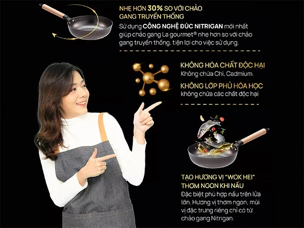 Chảo gang La Gourmet Nitrigan 24cm-347695