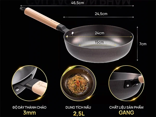 Chảo gang La Gourmet Nitrigan 24cm-347695