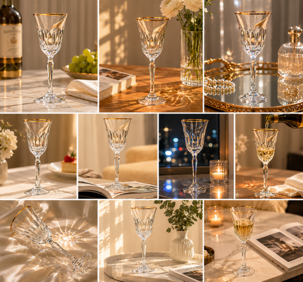 Bộ Ly Vang Đỏ Audile Viền Vàng Set 2
