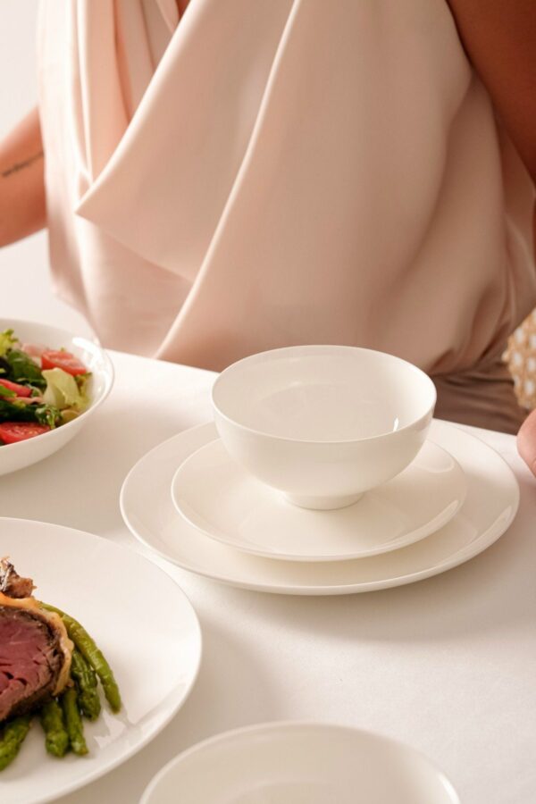 Bộ Bát Đĩa Sứ Xương Trắng Trơn Cao Cấp