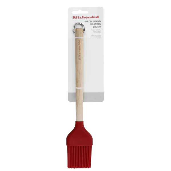 Cọ Quét (Basting Brush) KitchenAid (Đầu Silicone, Tay cầm Gỗ Bạch Dương, Màu Đỏ Empire)|
