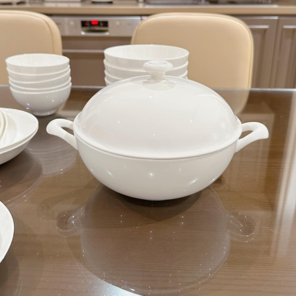 Bộ Bát Đĩa Sứ Xương Trắng Trơn Cao Cấp