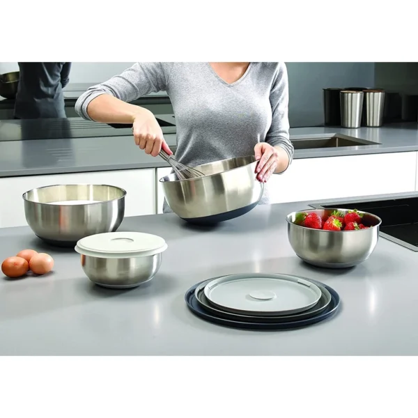Bộ 4 Tô Trộn Inox Kèm Nắp Silicone Joseph Joseph Nest Prep&Store Steel