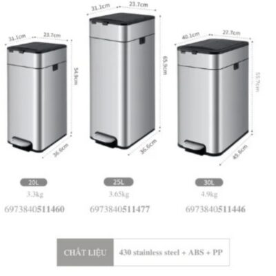 Thùng Rác ELPHECO Màu Bạc SUS430 3 Size