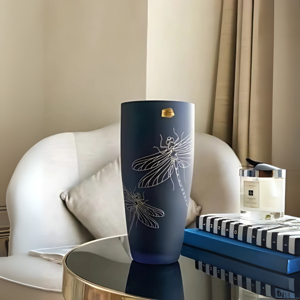 Lọ Hoa Bom Chuồn Chuồn Tím Than 25cm Hai Màu