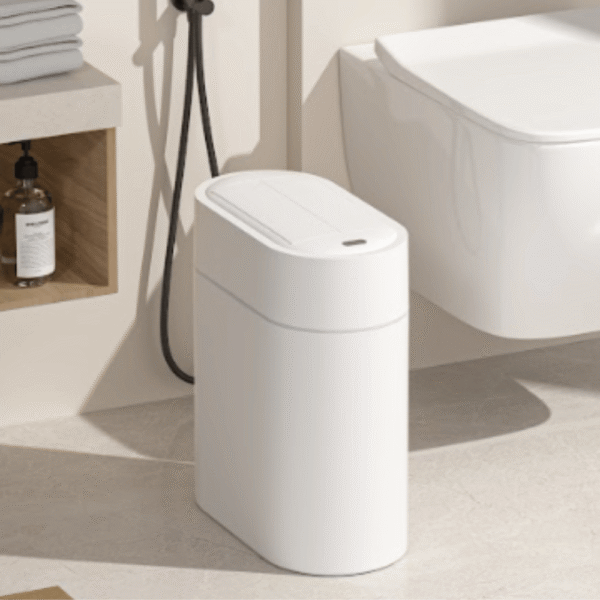 Thùng Rác Cảm Ứng Cánh Bướm Nhựa Dáng Oval 9L Màu Trắng 6973840512665