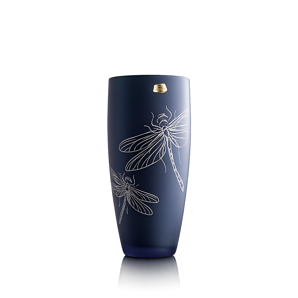 Lọ Hoa Bom Chuồn Chuồn Tím Than 25cm Hai Màu