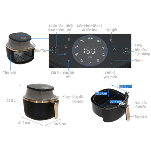 Nồi Chiên Không Dầu Philips NA332/00 6.2 Lít Chính Hãng – Công Nghệ RapidAir Plus, Nấu Ăn Lành Mạnh Cho Gia Đình