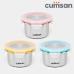 Set 3 Hộp Trữ Đồ Ăn Dặm Inox 316 Cuitisan 200ml Kháng Khuẩn Cao Cấp EC10-201S3