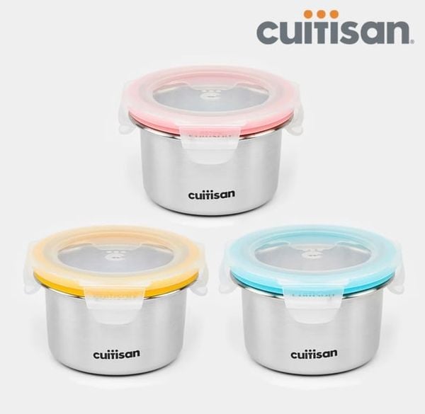 Set 3 Hộp Trữ Đồ Ăn Dặm Inox 316 Cuitisan 200ml Kháng Khuẩn Cao Cấp EC10-201S3